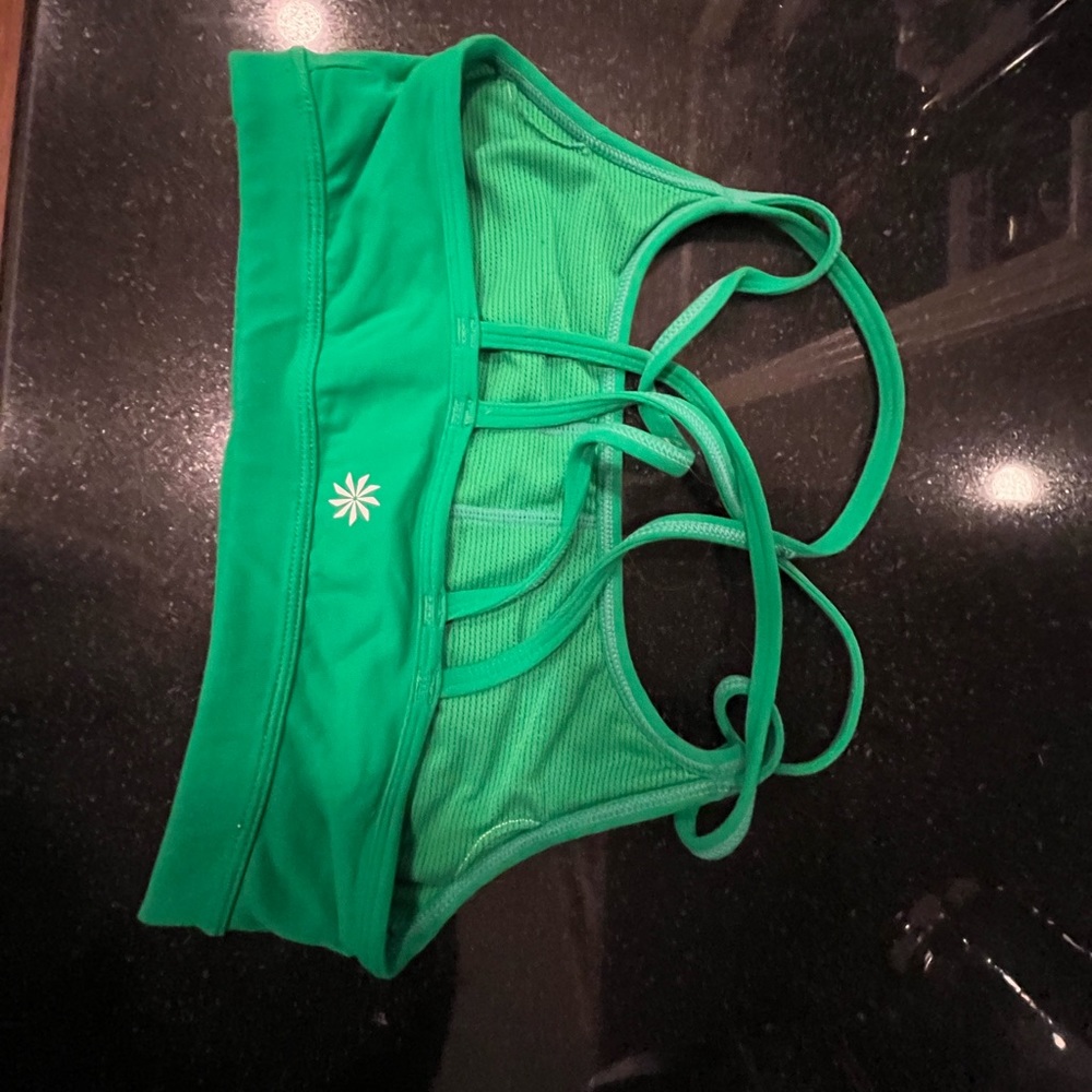 green athleta sports bra, size xs